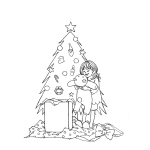 Girl Opens Presents Under Tree