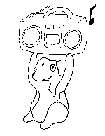 Dog with Radio Coloring Page
