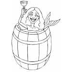Mermaid With Wine Glass In Barrel