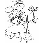 Flautist Girl Playing For Bird