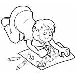 Boy Drawing With Crayons