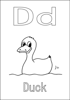 D is for Duck coloring page