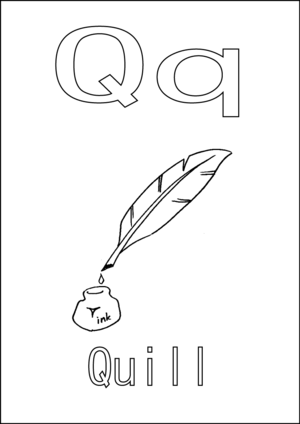 Q is for Quill coloring page