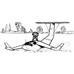 Landed Water Plane coloring page