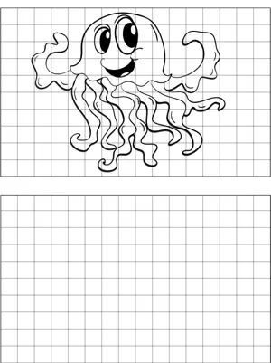 Happy Jellyfish Drawing coloring page