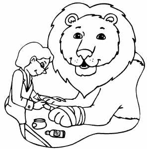 Lion At Veterinarian coloring page