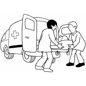 Medical Workers Putting Patient Into Ambulance coloring page