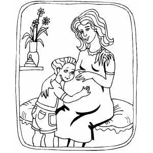 Pregnant Mom And Child coloring page