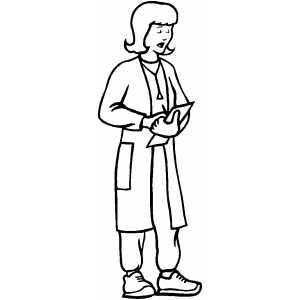 Woman Doctor Making Note coloring page