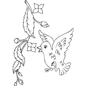 Bird and Flower Buds coloring page
