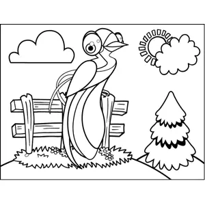 Bird on Fence coloring page