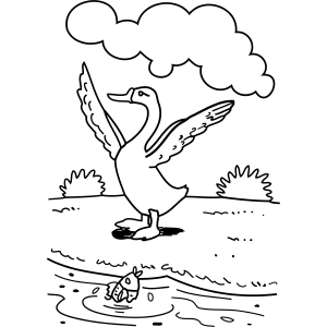 Goose and Fish coloring page