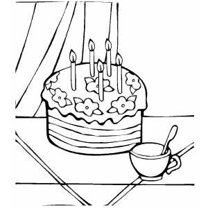 Cake With Cup coloring page