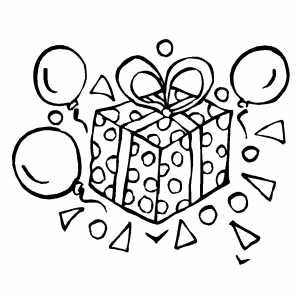 Gift And Balloons coloring page