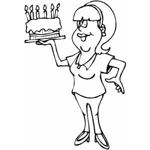 Mom And Cake coloring page