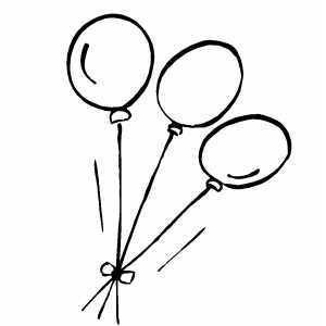 Three Balloons With Bow coloring page