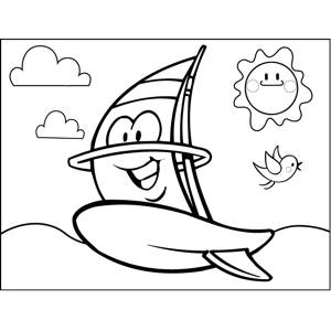Happy Sailboat coloring page