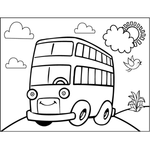 Happy Double-Decker Bus coloring page