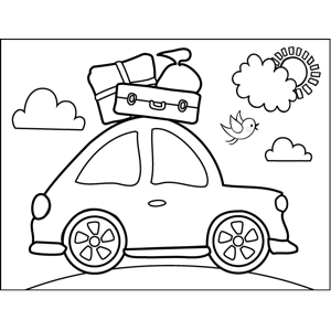 Car with Luggage coloring page