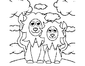 2 Lions coloring page