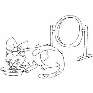 Cat Drinking Milk coloring page