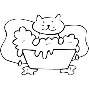 Cat Taking Bath coloring page