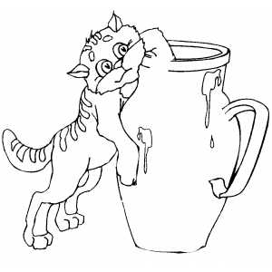 Cat Trying To Reach Milk coloring page