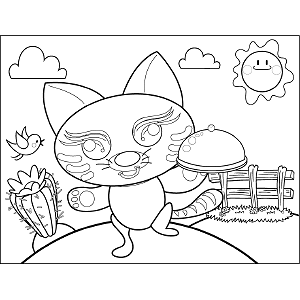 Cat with Cloche coloring page
