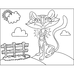 Cat with Necklace coloring page