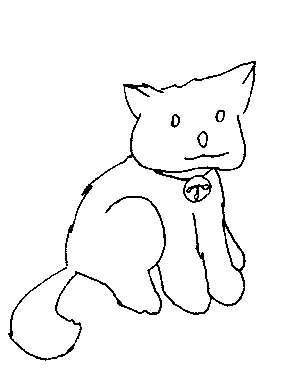 Cat with a Bell Coloring Page