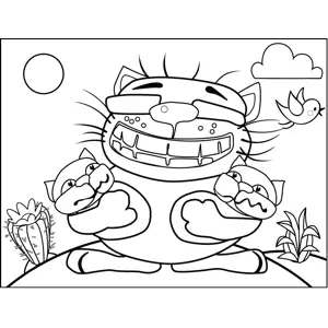 Cool Cat Holding Kittens coloring page