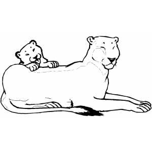 Lioness And Club coloring page