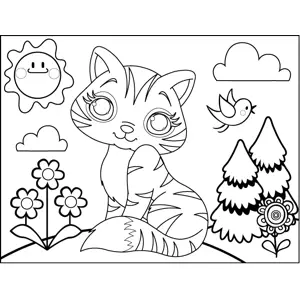Pretty Striped Cat coloring page