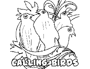 4 Calling Birds coloring page