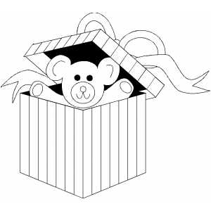 Bear In Present Box coloring page