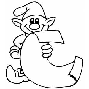 Elf With Gifts List coloring page