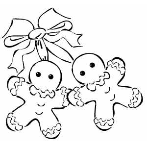 Gingerbread Men And Bow coloring page