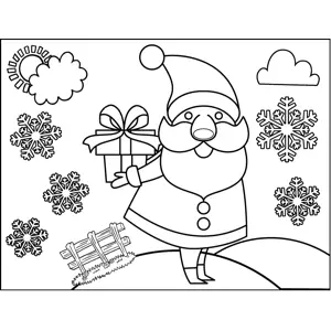 Santa Holding Gift coloring page