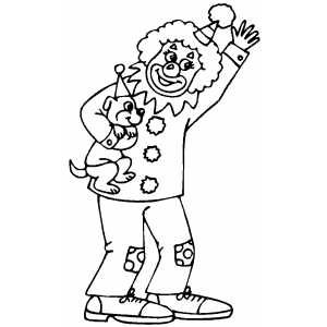 Clown With Puppy coloring page