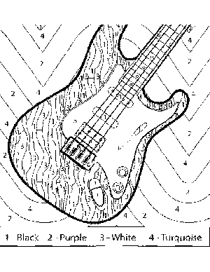 Bass Guitar Color-by-Number coloring page