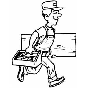 Walking Carpenter With Instruments coloring page