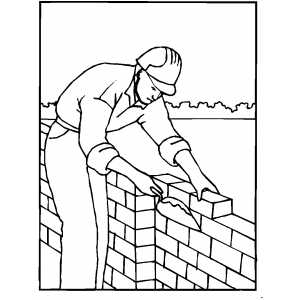 Worker Building Wall coloring page