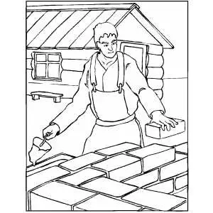 Worker Building Wall For House coloring page