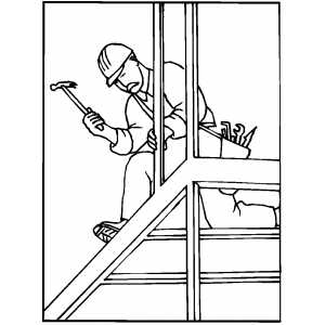 Worker Using Hammer coloring page