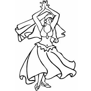 Excited Belly Dancer coloring page