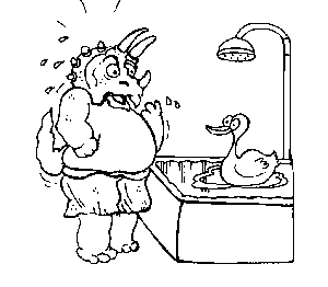 Dinosaur Taking A Bath coloring page