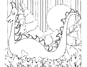 Dinosaur on with Leaves Coloring Page