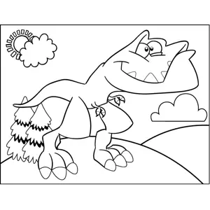 Goofy T-Rex coloring page