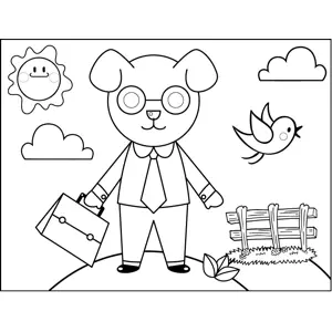 Accountant Dog coloring page