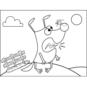 Alarmed Dog and Bug coloring page